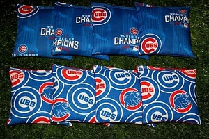 Cornhole Bean Bags Set of 8 ACA Regulation Bags CHICAGO CUBS WORLD CHAMPS - Picture 1 of 2