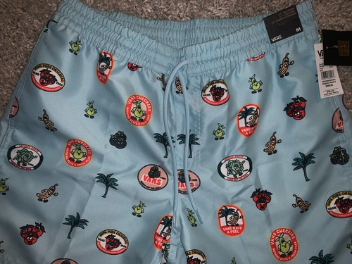 Pantaloncini da tavola VANS blu chiaro stampa frutta verde acqua uomo piccoli autentici nuovi con etichette $50