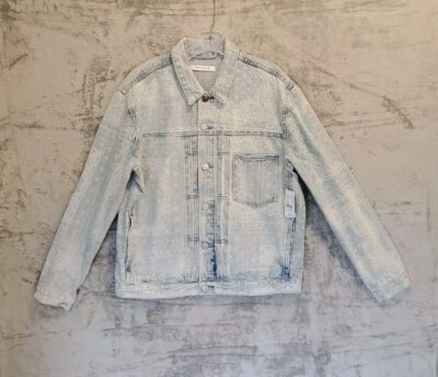 Pacsun Denim Jacket Womens Large Blue Los Angeles Paisley Button Collard Cotton - Image 1 of 4