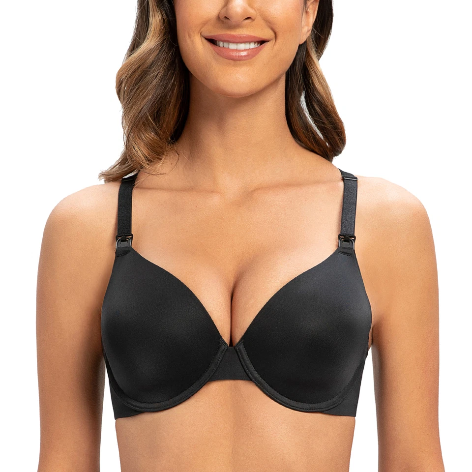 MELENECA Women s Full Coverage Underwire Support Breastfeeding Nursing Bra Black - Image 1 of 1