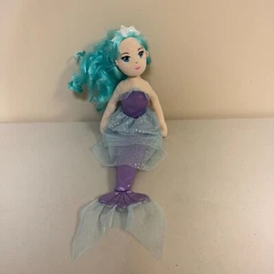 Aurora Sea Sparkle Mermaid Plush Purple Green Teal Curly Hair Stuffed Doll Toy - Picture 1 of 5