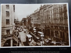 Vintage transport and Shopping Parade, THE STRAND, City of LONDON. RPPC - Picture 1 of 2