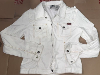 ROXY JEAN ВЕЛЬВЕТ БЕЛЫЙ НА ПУГОВИЦАХ КУРТКА РАЗМЕР БОЛЬШОЙ ПОДЕРЖАННЫЙ - Изображение 1 из 3