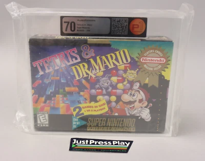Tetris & Dr. Mario Super Nintendo SNES New Sealed P1 Graded 70 VGA Wata CGC - Image 1 of 4