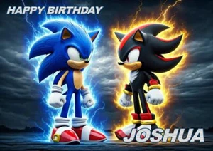 TARJETA PERSONALIZADA DE CUMPLEAÑOS PARA CUALQUIER OCASIÓN SONIC AND SHADOW THE HEDGEHOG - Imagen 1 de 3