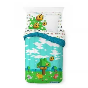 !WOW! New MINECRAFT BEE 4 Piece Twin Bed in a Bag Comforter & Sheet Set - Picture 1 of 3