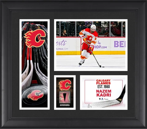 Game Used Nazem Kadri Flames Puck Collage Fanatics Authentic Cover