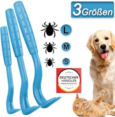 Zecken Zange 3er SET Entferner Greifer Pinzette Haken Hund Katze Pferd 4 Farben - Bild 1 von 4