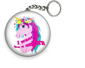 I WANT TO BE A UNICORN RAINBOW COLOR HAIR KEYCHAIN KEY FOB CHAIN RING GIFT IDEA - Picture 1 of 1
