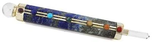 Small 7 Chakra Lapis Wand w/Clear Quartz Point, 5.5 Inches! - Picture 1 of 2