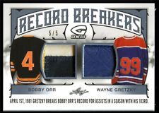 2015 Leaf Dual Materials Bobby Orr Wayne Gretzky /5 Game Used Bruins Patch