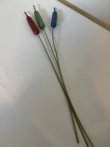 Vintage Tall Sparkly Cattails Accent Decoration Red Green Blue-3 Pieces 1970's - Picture 1 of 3