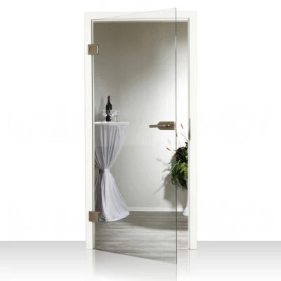 Komplettset Glastür Klarglas Ganzglastür inklusive Beschlagset Edelstahl matt - Bild 1 von 4