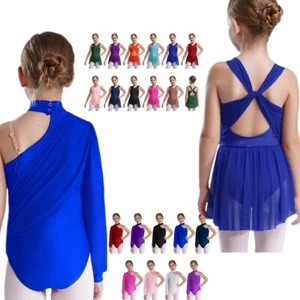 Girls Skating Dress Sleeveless Ballet Dance Leotard Dress Lyrical Modern Dress - Picture 1 of 220