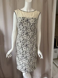 Vestido Lauren Ralph Lauren Marfil Manga Encaje Talla 12/L - Imagen 1 de 9