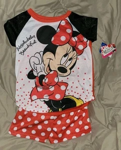 NEW 2018 Disney Minnie Mouse Short Pajamas Lightweight PJs Set-Girls' Size 6/6X - Picture 1 of 6