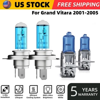 For Suzuki Grand Vitara 2001-2005 Halogen Headlight Bulbs Combo Hi/Lo+Fog Beam - Image 1 of 4