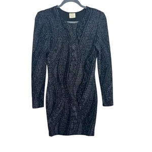 Mini Vestido Torn Ronny Kobo Zoe Negro Plateado Metálico Bodycon Tejido M Para Mujer’s  - Imagen 1 de 8