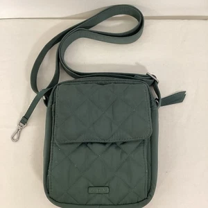Vera Bradley Performance Twill Crossbody Purse Bag Green Quilted - Picture 1 of 10