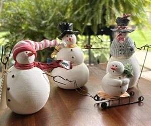 "4 muñecos de nieve de Navidad Frosty Follies Sandi Gore Evans Frosty Family de colección 5""" - Imagen 1 de 16