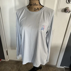 Vineyard Vines Damen Langarm T-Shirt Größe Large hellblau Golfwagen-Design - Bild 1 von 6