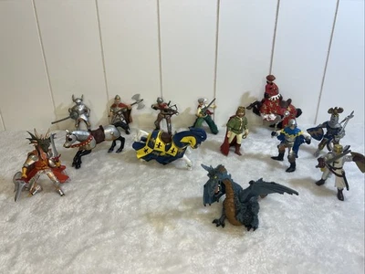13 Pc Lot SCHLEICH PAPO Knights Horses Dragon Medieval Times! - Image 1 of 4