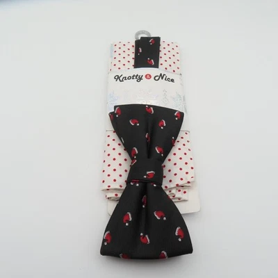 Nudo Bonito Pajarita Negro Papá Noel Gorra Navidad 2.5" Ancho Pre Atado Poliéster NUEVO Foto 1 de 3