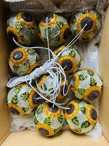 Christmas Fiver Balls Sunflower String Lights 10pcs Set w/ Bulb US Seller 🇺🇸 - Picture 1 of 1