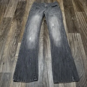 Vintage Mudd Jeans Womens Juniors Size 1 Black Denim Mid Rise Flared Y2K 26x31 - Picture 1 of 15