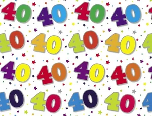 2 Sheets Age 40 40th Birthday Wrapping Paper Sheet Birthday Party Gift Wrap - Picture 1 of 1