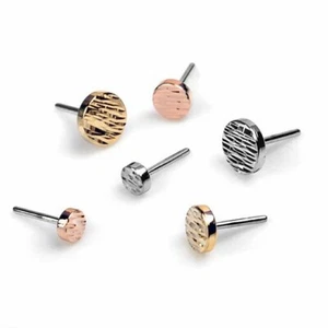 14K Solid Gold Diamond Cut Round Disk, Piercing, Body Jewelry 25g Threadless pin - Picture 1 of 4