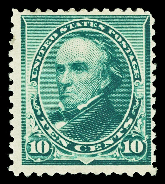 Scott 226 1890 10c Green Webster No Triangle Issue Mint Fine+ OG LH Cat $160 - Image 1 of 1