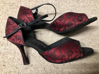 Rummos Tanzschuhe schwarz bordeaux mit Spitze (Satin) Schuhgröße 8,5 - Bild 1 von 4