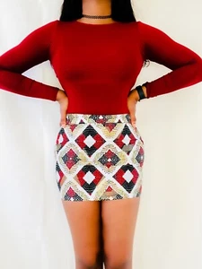 Ready to ship African Print Ankara Mini Skirt UK Size 10 - Picture 1 of 2