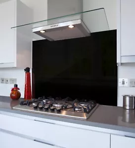 Black Kitchen Glass Splashback | Toughened & Heat Resistant - Picture 1 of 8