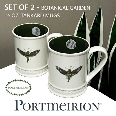 2 Новый PORTMEIRION ботанический сад гармонии кружки белый зеленый колибри ястреб моль - Изображение 1 из 4