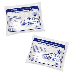 PACK de 2 cubiertas de plástico desechables para coche temporal universal lluvia polvo garaje - Imagen 1 de 4