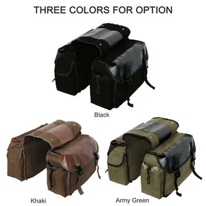 Canvas Motorcycle Side Saddle Bags Panniers Pouch Luggage Storage Tool Bag J6M7 - Picture 1 of 12