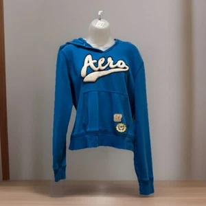 Aeropostale Blue Hoodie Sz XLarge White 1987 Spellout - Picture 1 of 7