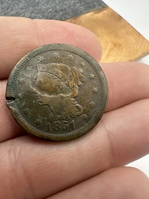 1851 LARGE Cent Lamination ERROR ! WoW!  #7003 - Image 1 of 4