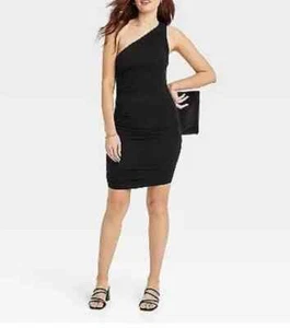 Women’s A New Day Sleeveless One Shoulder Ruched Dress Black S - Picture 1 of 1