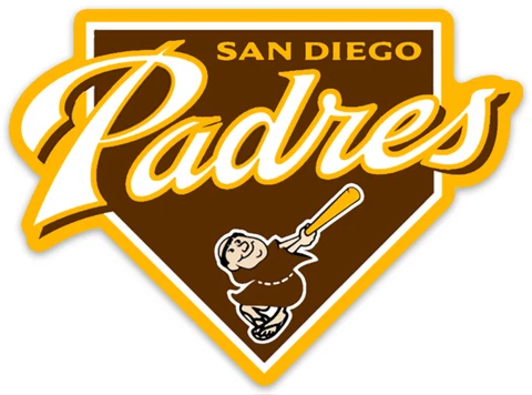 San Diego Padres Friar Swinging Bat Home Plate Logo MLB Baseball Die-Cut MAGNET Cover