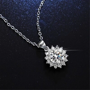 Round Diamond Solitaire Pendant Necklace Diamonds Halos Stick Pendant Necklace - Picture 1 of 6