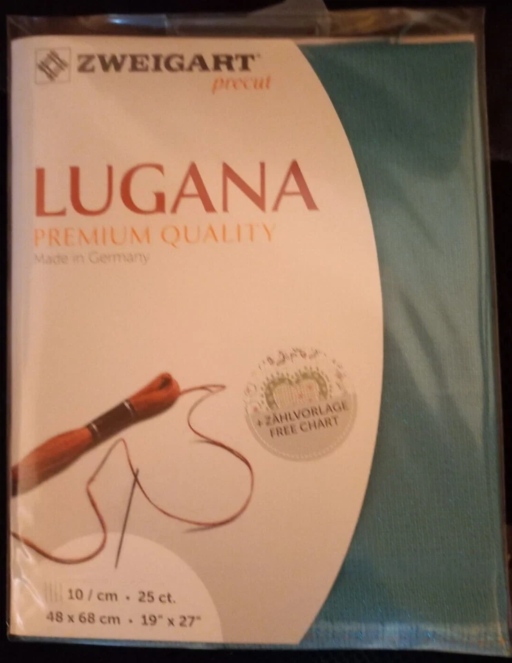 42,73 €/1 qm Stickstoff Zuschnitt Lugana türkis 48x68 cm Zweigart 3835 6136 - Bild 1 von 1