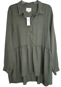 American Eagle Neu mit Etikett XXL Boho Hängerchen Tunika Mini Shirt Kleid Stufen Lyocell Grün - Bild 1 von 5