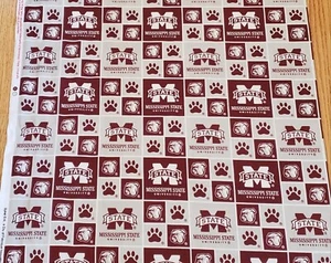 NCAA Mississippi State Block Print Sykel: MSST-020 Cotton Fabric by the Yard NEW - Picture 1 of 4