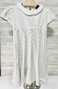Gymboree Ivory White Cable Knit Sweater Dress Cap Sleeve Holiday Christmas Sz 8 - Picture 1 of 5