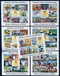 ST VINCENT 7 DISNEY FIGUREN BEI DER ARBEIT BRIEFMARKEN BLÄTTER MIT ETIKETTEN 1996 POSTFRISCH ZUG - Bild 1 von 8