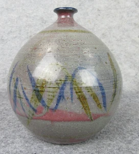 Vintage Signed Studio Art Pottery Abstract Earth Tone Bud Vase - Picture 1 of 16