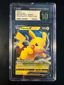 2021 POKEMON SWSH BLACK STAR PROMO PIKACHU V BOX #061 PIKACHU V CGC 10 PRISTINE - Bild 1 von 2